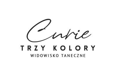 logo spektaklu zawierające napis Curie trzy kolory - widowisko taneczne